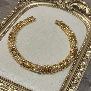 JOAN RIVERS Signed Gold Plated Link Bracelet with Crystal Accents